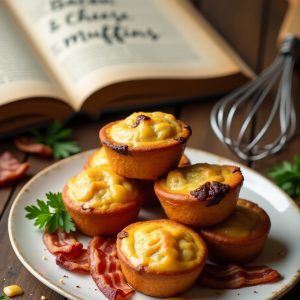 Flux_Dev_A_rustic_wooden_table_setting_with_a_warm_golden_ligh_0 Bacon & Cheese Muffins Recipe Pack